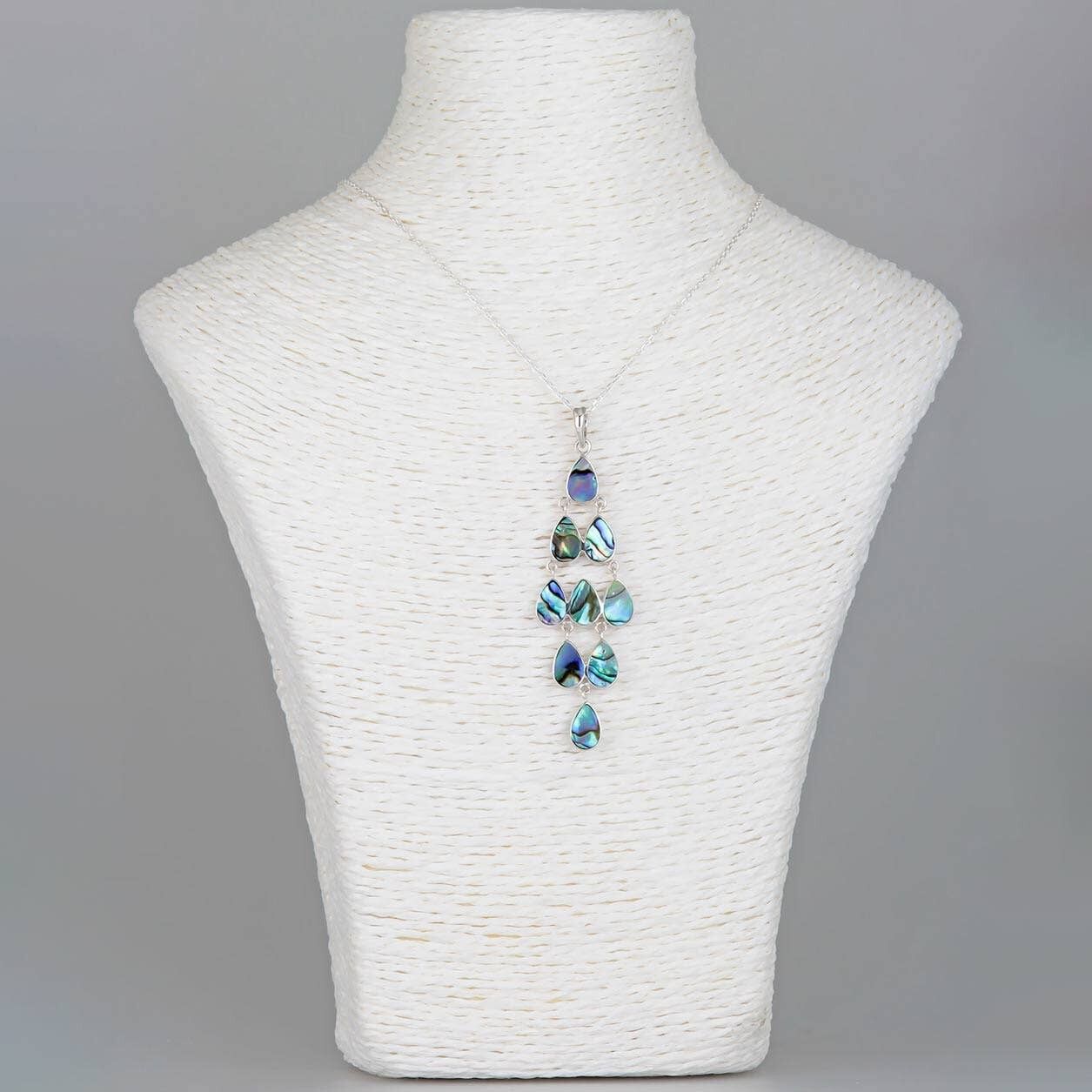 Mother of Pearl Jewelry - Emerald-like Necklace. Silver. Best Selling French Brand, Aden Bijoux.