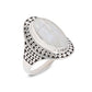 Moonstone White Mother of Pearl Ring. Silver. Best Selling French Brand, Aden Bijoux.