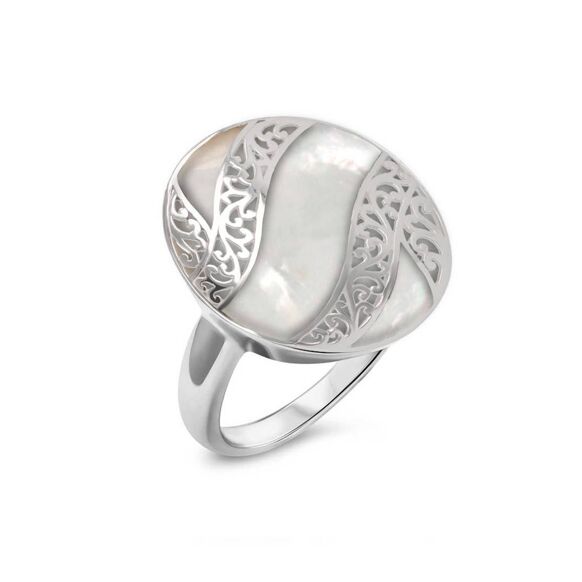 Mother of Pearl White Ring. Silver. Best Selling French Brand, Aden Bijoux.
