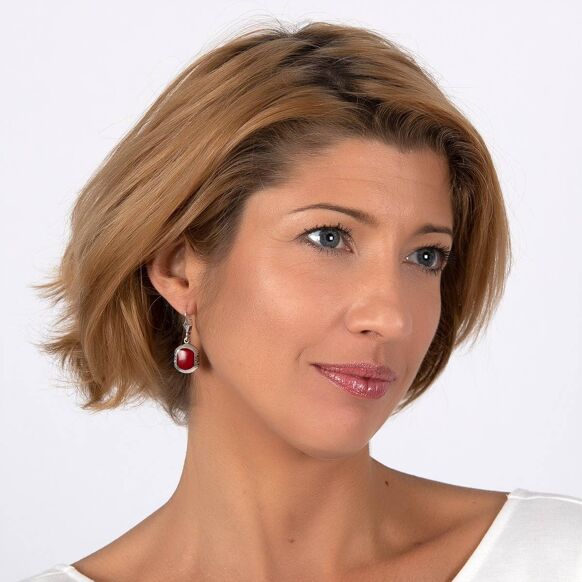 Mother of Pearl Red Earrings. Silver. Best Selling French Brand, Aden Bijoux.