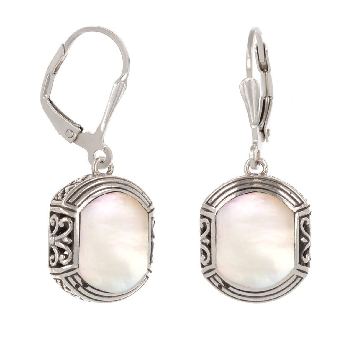 Mother of Pearl White Earrings. Silver. Best Selling French Brand, Aden Bijoux