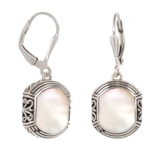 Mother of Pearl White Earrings. Silver. Best Selling French Brand, Aden Bijoux