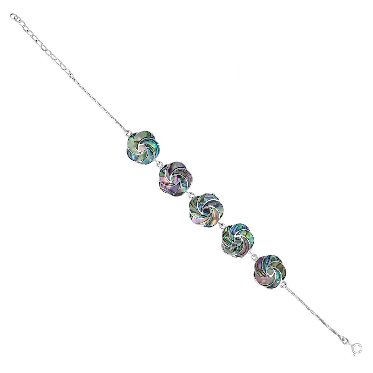 Mother of Pearl Jewelry Flower Bracelet. Silver. Best Selling French Brand, Aden Bijoux.