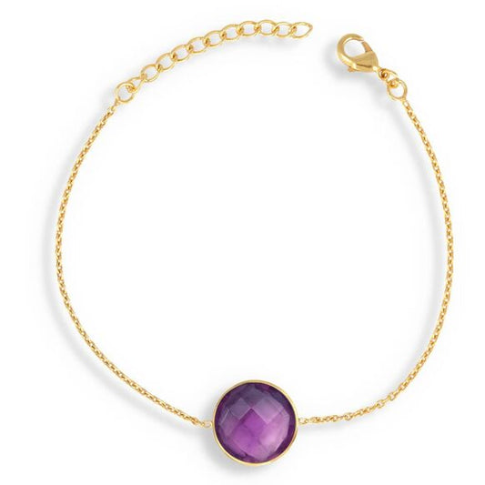 Faceted Purple Amethyst and Gold Bracelet. Best Selling French Brand, Aden Bijoux