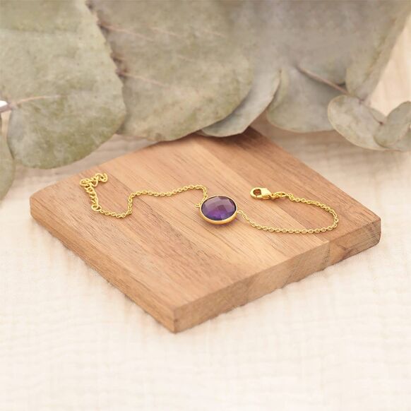 Faceted Purple Amethyst and Gold Bracelet. Best Selling French Brand, Aden Bijoux