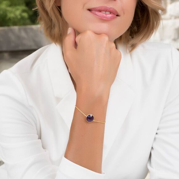 Faceted Purple Amethyst and Gold Bracelet. Best Selling French Brand, Aden Bijoux