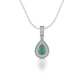 White Gold, Emerald Green and Diamond Pendant Necklace. Best Selling French Brand, Aden Bijoux.