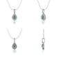 White Gold, Emerald Green and Diamond Pendant Necklace. Best Selling French Brand, Aden Bijoux.