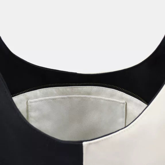 Reliee Bags. Maxi Bea Vegan Black and White Handbag.