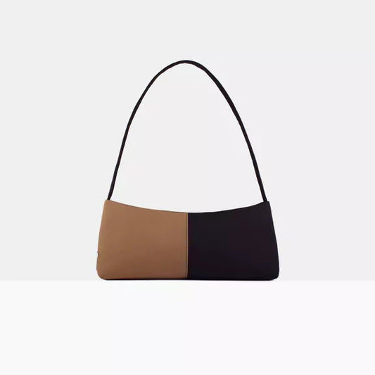Reliee Bags. Gemma Sepia Vegan Leather Black & Tan Handbag.