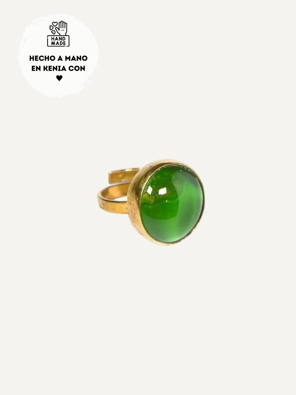Best Selling Kenyan Brand, Gold Plated Lela Green Ring By Lamu Jewelry.