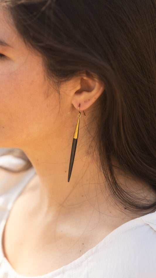 Best Selling Kenyan Brand, Gold Plated Black Deva Earrings By Lamu Jewelry.