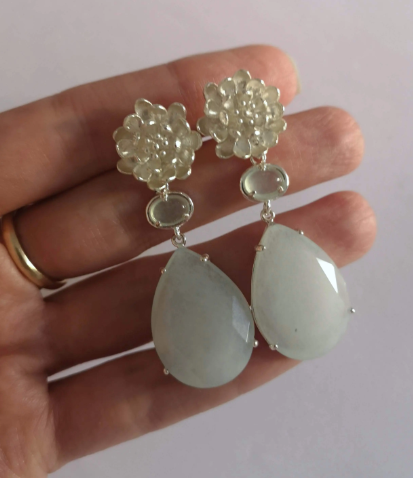 Annabelle Hardie - The Peony Earrings (sterling silver/ice blue)